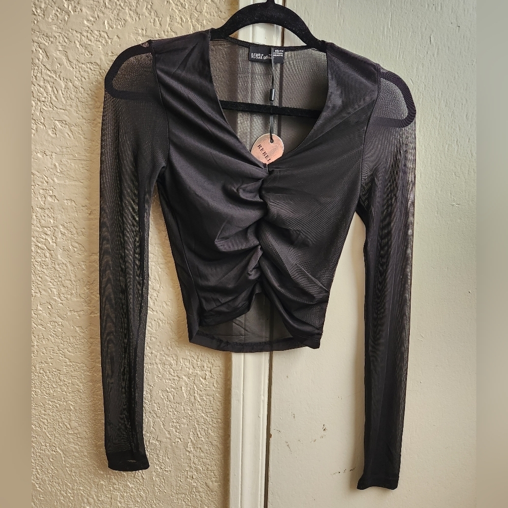 Rebel Sugar Glitter- Mesh Long Sleeve